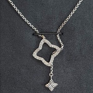 DAVID YURMAN Sterling Silver and Diamond Quatrefoil Lariat Necklace